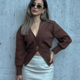 Chloe | Knitted Cardigan with Statement Button