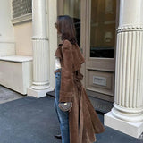 Harriet | Women's Suede Trench Coat with Elegant Belted Cut