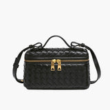 Darcie | Woven Faux Leather Compact Shoulder Bag