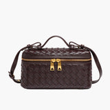 Darcie | Woven Faux Leather Compact Shoulder Bag