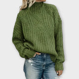 Freya | Women's Knitted Sweater with High Collar and Cable Pattern