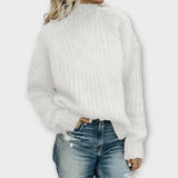 Freya | Women's Knitted Sweater with High Collar and Cable Pattern