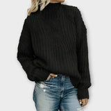 Freya | Women's Knitted Sweater with High Collar and Cable Pattern