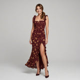 Maeve | Floral Maxi Dress with Ruffled Split