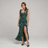 Maeve | Floral Maxi Dress with Ruffled Split
