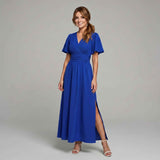 Willow | Elegant Maxi Dress with Deep V-Neck and Side Split