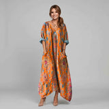 Holly | Boho Maxi Dress with Roll-Up Sleeves and Pockets