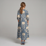 Juniper | Floral Print Boho Midi Dress with V-Neck and Side Pockets