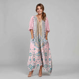Holly | Boho Maxi Dress with Roll-Up Sleeves and Pockets