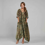 Holly | Boho Maxi Dress with Roll-Up Sleeves and Pockets