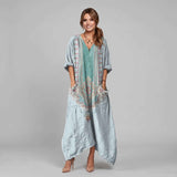 Holly | Boho Maxi Dress with Roll-Up Sleeves and Pockets