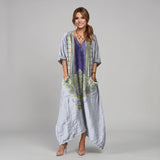 Holly | Boho Maxi Dress with Roll-Up Sleeves and Pockets