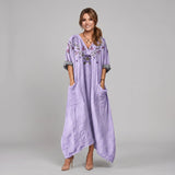 Holly | Boho Maxi Dress with Roll-Up Sleeves and Pockets