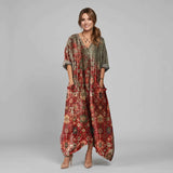 Holly | Boho Maxi Dress with Roll-Up Sleeves and Pockets