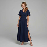 Willow | Elegant Maxi Dress with Deep V-Neck and Side Split