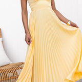 Lucy | Yellow V-Neck Maxi Dress with Pleated Design