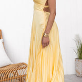 Lucy | Yellow V-Neck Maxi Dress with Pleated Design