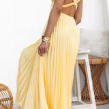 Lucy | Yellow V-Neck Maxi Dress with Pleated Design