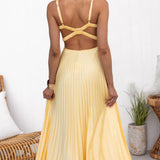 Lucy | Yellow V-Neck Maxi Dress with Pleated Design