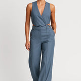 Jasmine | Women’s Two-Piece Set with Sleeveless Wrap Top & D-Ring Trousers – Modern & Refined