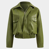 Velmira | Emerald Green Faux Leather Jacket