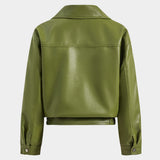 Velmira | Emerald Green Faux Leather Jacket