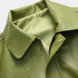 Velmira | Emerald Green Faux Leather Jacket
