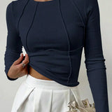Fenna | Structured Seam Long Sleeve Top For Woman
