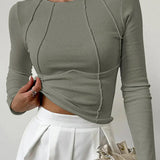 Fenna | Structured Seam Long Sleeve Top For Woman