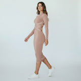 Evadelle | Women’s Midi Dress with Elegant Collar and Premium Finish