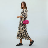 Celeste | Leopard Print Midi Dress with Flattering Fit