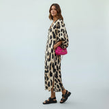 Celeste | Leopard Print Midi Dress with Flattering Fit
