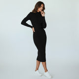 Evadelle | Women’s Midi Dress with Elegant Collar and Premium Finish