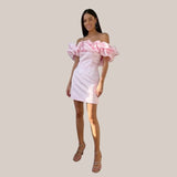 Celandine | Elegant Off-Shoulder Cocktail Dress with Ruffles