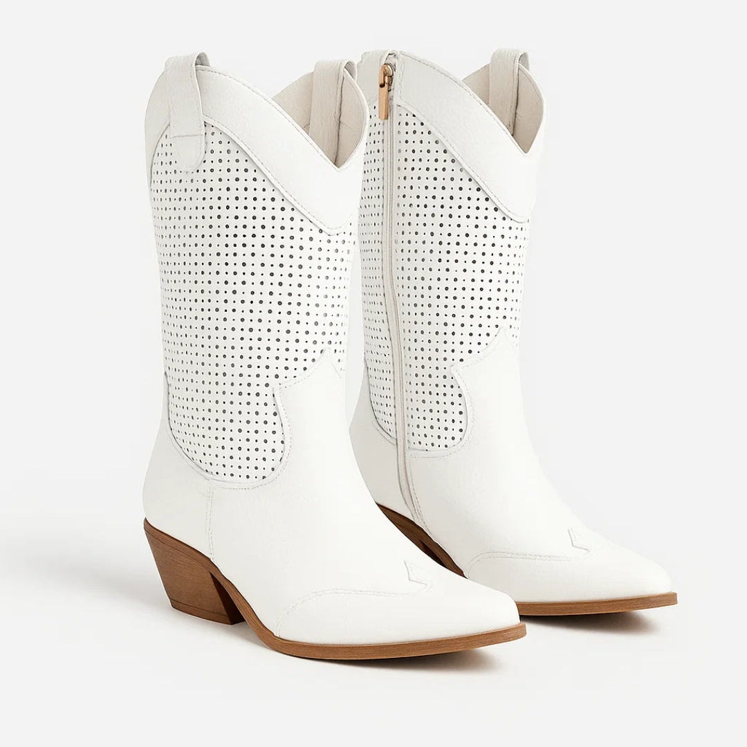 Daisy | Women’s Western Cowboy Boots with Perforated Detailing – Bold & Feminine Silhouette