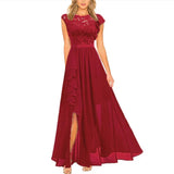 Calista | Elegant A-Line Maxi Dress with Lace Ruffle Detail