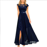 Calista | Elegant A-Line Maxi Dress with Lace Ruffle Detail