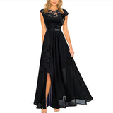Calista | Elegant A-Line Maxi Dress with Lace Ruffle Detail