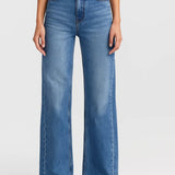 Hazel | High-Waisted Wide-Leg Jeans with Raw Hem – Casual Denim Look