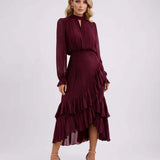 Penelope | Women's Pleated Maxi Dress with Halter Neck