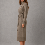 Florence | Women's Turtleneck Knit Dress with Button Details and Tie Waist