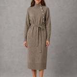 Florence | Women's Turtleneck Knit Dress with Button Details and Tie Waist