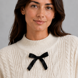 Penelope | Women's Cable Knit Cardigan with Bow Tie Front