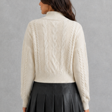 Penelope | Women's Cable Knit Cardigan with Bow Tie Front
