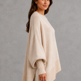 Margaret | Relaxed Long Sleeve Ribbed Knit Jumper with High Neck