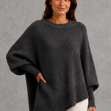 Margaret | Relaxed Long Sleeve Ribbed Knit Jumper with High Neck