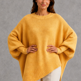 Margaret | Relaxed Long Sleeve Ribbed Knit Jumper with High Neck