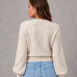 Matilda | Women's V-Neck Wrap Knit Jumper with Tie Waist and Long Sleeves