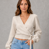 Matilda | Women's V-Neck Wrap Knit Jumper with Tie Waist and Long Sleeves