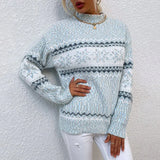 Women's Snowflake Fair Isle Christmas Jumper – Nordic Knit Winter Jumper, Relaxed Fit